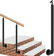 Black Metal Transitional Handrails for Outdoor Steps Side-Mounted Baluster Column for Garden Porch Decking Railings with 270°Adjustable Bracket(70cm(27.6in))