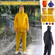 1Set Rain Ponchos Hooded Protection Suits Outdoor Travel Pants Raincoat Split
