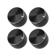 Potentiometer Control Knob Knurled Shaft Hole Volume 6mm/ Black Metal 4Pcs