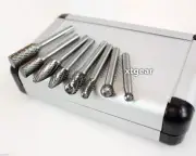 8pc Double Cut Carbide Rotary Burr Bits Set With 1/4" Shank Aluminum Case
