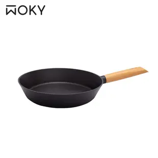【WOKY 沃廚】歐風圓木柄輕量壓鑄系列-28cm平煎鍋(無上蓋)