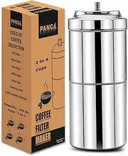PANCA Filter Coffee Maker, Stainless Steel South Indian Coffee Decoction Maker, Makes 2 to 4 Cup, 200 ml Capacity(Pack of 1, Steel)
