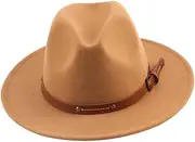 [SAFIGLE] Fashionable Wide Brim Woolen Jazz Hat for Men Women Classic Fedora for Weddings Parties Cosplay More Stylish Accessory Occasion Khaki