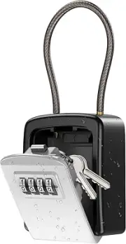 Key Lock Box, Safe Lock Box for Keys with Removable Shackle, 4-Digit