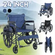24 inch Lightweight Foldable Wheelchair Elderly and Disabled Footrest Armrest