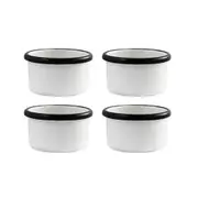 4x Urban Style Enamelware 7xcm Ramekin Bowl Dip/Sauce Container w/ Black Rim WHT