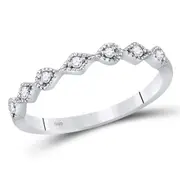 14k White Gold Round Diamond Stackable Band Ring 1/10 Cttw