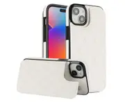 Case for Iphone 15 Plus,Pu Leather Wallet Case RFID Blocking Credit Card Slots Kickstand Phone Case-White