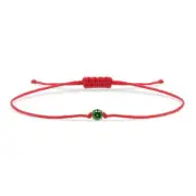 Tiny Green Crystal Thin Red String Protection Bracelet