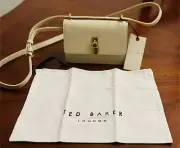 Ted Baker Women SSloane Gold Tone Padlock Mini Shoulder Leather Bag Taupe OS