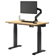 Desky Dual Mini Bamboo Sit to Stand Desk 800x500mm Matte Black Frame