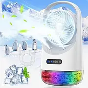 Portable Air Conditioners, 3 Wind Speeds & 7 LED Lights Evaporative Personal Air Cooler, 4 in 1 Portable AC with 400ml Large Water Tank, Mini Air Conditioner for Bedroom,Home,Camping