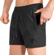 Mens Lightweight Running Sport Shorts Athletic Short with Zip Pocket