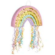 Rainbow Pull String Pinata for Pastel Birthday Decorations, Gender Reveal Par...