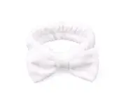 Makeup Headband Solid Color High Elasticity Skin-touch Bowknot Coral Fleece Hair Band Hair Accessories-White