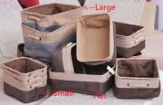 Two tone Storage basket bin organizer desk shelf cotton bag cabinet