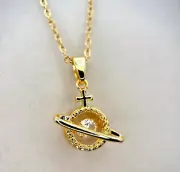 Fifth Ave Gold Rhinestone NASA Pendant Necklace