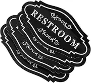 DINHEAROM Waterproof Restroom Stickers Set 4pcs Modern Toilet Door Sign Vinyl Toilet Identification Plate Black
