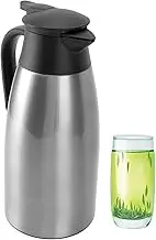Insulated Coffee Kettle, Thermal Teapot Pitcher, 2L Double Wall Vacuum Tea Carafe - Hot Beverage Dispenser/Water, Tea Pot for Daily Use (Brushed Silver)