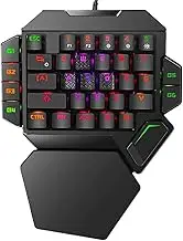 Cakce RGB One Handed Mechanical Gaming Keyboard,Colorful Backlit,Wrist Rest Support,Professional USB Wired Single Hand Mechanical Keyboard for Game