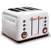 Morphy Richards 242108 White Accents Rose Gold 4 Slice Toaster Removable Tray