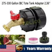 275-330 Gallon IBC Tote Tank Adapter 2.36' Coarse Thread Brass Hose Faucet Valve