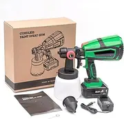 Cordless Paint Sprayer, Handheld Spray Paint Gun, 21V 150W Electric Paint Gun, 3 Spray Patterns, 1000ml Container and LED Light, Spray Gun for Wood Fence Furniture, Adjustable Flow