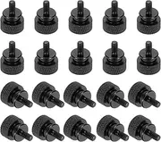 uxcell 20 Pcs 6#32 Knurled Thumb Screw Computer Case Threaded Hand Tighten Screws Aluminum Alloy for PC Case, Black