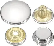 uxcell 60 Sets Press-Stud Cap Buttons 20mm Metal Snap Fastener Alloy Sew-on Snap Buttons for Bag Leathers Marine Boat Canvas, Silver