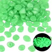 SOFPLATE 1 Box 100Pcs Glow in The Dark Pebbles Glowing Aquarium Rocks Fish Tank Gravel Luminous Resin Stones Green Decorative Nuggets for Garden Pathway Outdoor Driveway Pot Plants Bonsai Display
