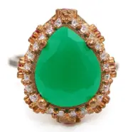 Ottoman Empire Style 3CT Treated Emerald 925 Sterling Silver Ring Sz 7 BT1-4