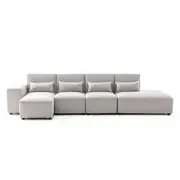 Foret 5 Seater Sofa Modular Corner Lounge Couch Fabric Right Chaise Beige