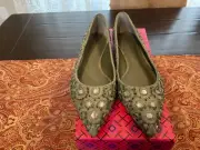 Tory Burch Yasmin Ballet Flat in Olivia/multi, size 6.5, BNIB, MSRP$543