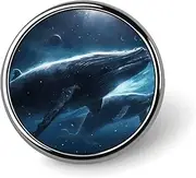 [FZMVSQH] Whales Traveling in Space Printed Round Button Pin Badges Metal Pinback Buttons 1 Inch Pins for Hat Shirt Clothing Bags Decoration, Circular, Aluminum
