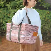 在飛比找ETMall東森購物網優惠-SPICE 日本雜貨 立體保冷購物袋 野餐袋 復古木紋 束口