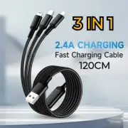Triple Port USB Charging Cable Micro USB+Type-C Compatible iPhone Samsung Tablet