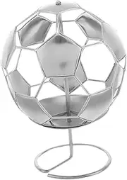 BESPORTBLE Football Pen Holder Pen Holder for Men Office Desk Pencil Stand Pencil Caddy for Desk Desktop Storage Bucket Metal Bucket for Dorm Soccer Ball Display Case Silver Stainless Steel