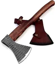 Viking Style Hand Forged Fantasy Axe With Wood Handle - Camping Wood Chopping, Medieval Design (Forged Design 2)