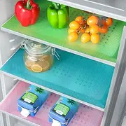 BAKHUK 9pcs Refrigerator Mats (11"X17.7") EVA Shelf Liners Refrigerator Liners Fridge Mats Drawer Table Placemats Pink Green Blue