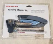 Office Depot Half Strip Stapler Set With Staples and Staple Remover- Brand New