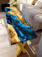40"x15" Ocean Wave Console Bar Counter Top Dining Table Modern Kitchen Desk Deco