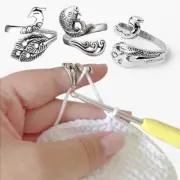Retro Yarn Guide Finger Ring Adjustable Thimble for Knitting Crochet Accessories