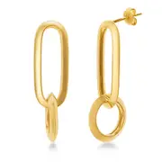 Paperclip Drop Earrings in 9kt Yellow Gold