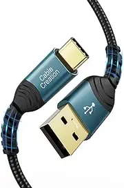 USB Type C Cable Fast Charging 3.3FT, CableCreation USB-A to USB-C Charge Double-Braided Exterior Compatible with iPad mini Galaxy S21 S20 S10 S9 Note 10 9 PS5 Controller, USB C Cord Blue