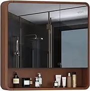 Medicine Cabinet Solid Wood Double Door Medicine Cabinet, Bathroom Mirror Cabinet, Household Bathroom Mirror with Shelf, Wall-Mounted Mirror Cabinet for Dressing Room Storage, Bathroom Wall