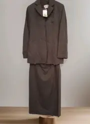 Genuine Vintage COUNTRY ROAD Brown Wool Lined Skirt Jacket Suit Size 10 RRP $469