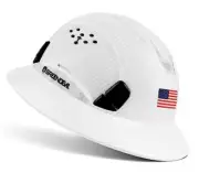 Full Brim Hard Hat Vented Construction Safety Matte White Graphite Pattern