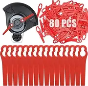 80Pcs Plastic Grass Trimmer Garden Blades, Cordless Strimmer Replacement Blades Lawn Mower, String Timmer Cutting Accessories 83 mm for Weed Grass Orchard Lawn (Red)