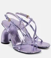 [Dries Van Noten] Dries Van Noten Metallic leather sandals AU 6.5 purple