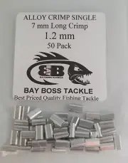 ALLOY CRIMPS 1.2 mm x 7 mm long x 50 SUIT WIRE & MONO TRACE FISHING LEADER